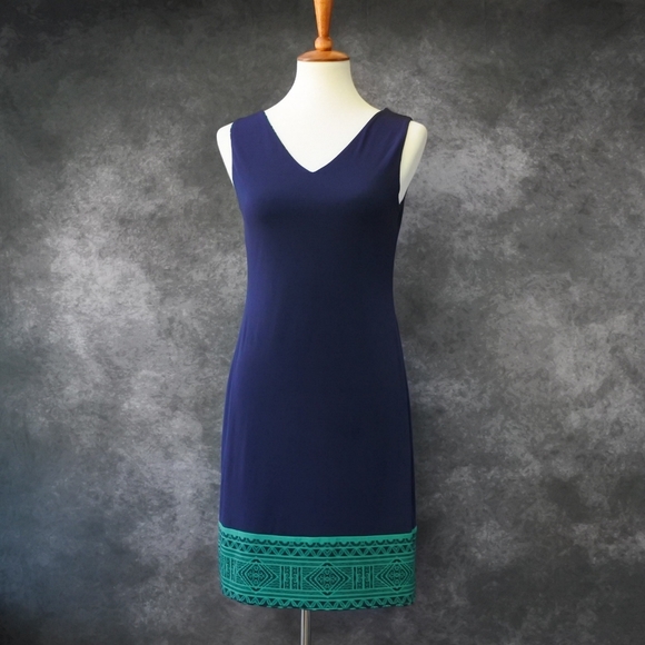 NWT Magnolia Grace Stitch Fix Reversible Perissa Green Navy Blue Dress Size S - Picture 3 of 6